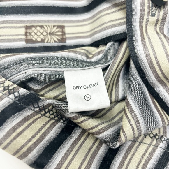 TOMMY BAHAMA Men’s Gray Black Vertical Stripe Long Sleeve 100% Silk Shirt Sz XL - Picture 9 of 10